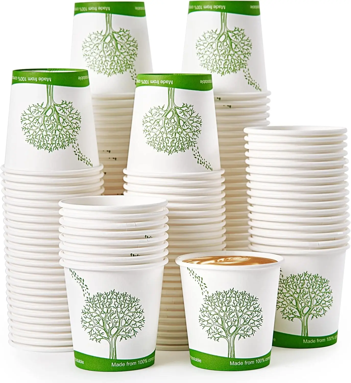 

500 Count Compostable Paper Cups, 4 oz Paper Espresso Coffee Cups with PLA Lined, Disposable Eco-friendly Biodegradable Hot P