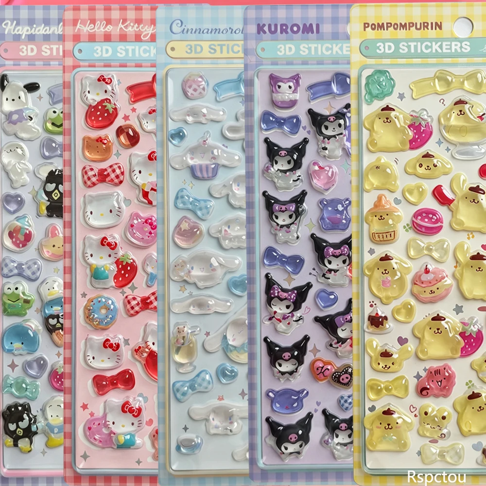 1 Stück Niedliche Kuromi Melody 3D Stereoskopische Relief-Kristallaufkleber DIY Handy Scrapbook Gepäck Lustige Cartoon-Aufkleber Dekoration Spielzeug