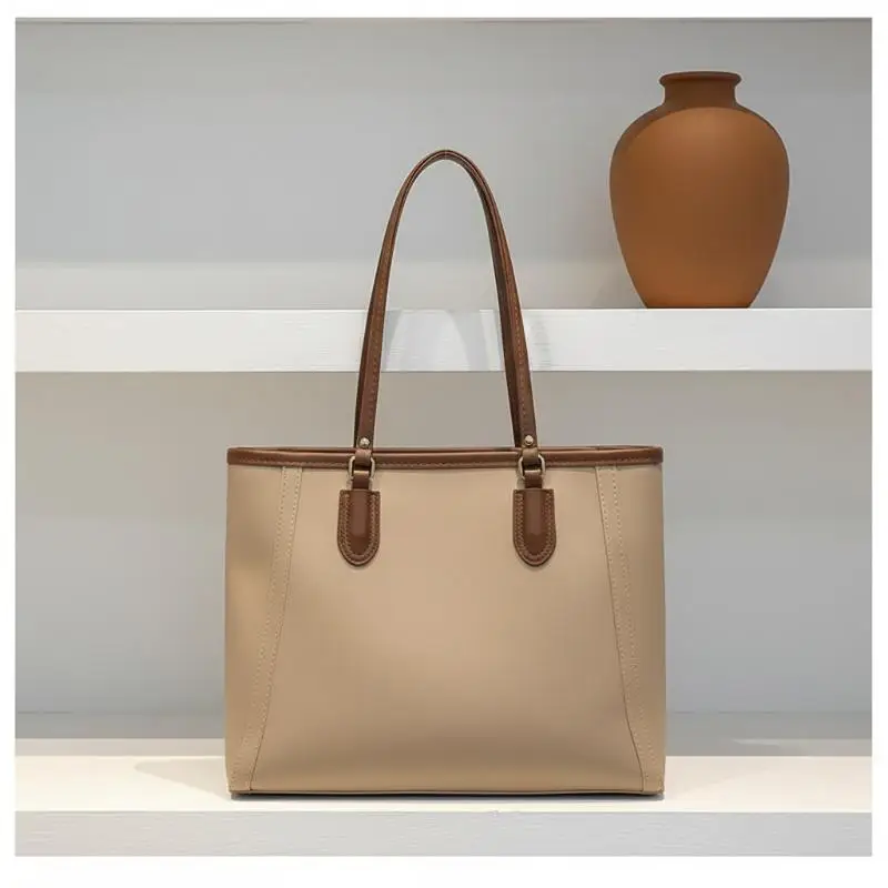 Women Large Capacity Commuting Tote Bag PU Leather Versatile Simple Shoulder Bag