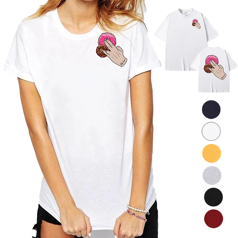 

American Summer Reversible Printed Tees Vintage lce Cream Donut Streetwear Fashion Men Cute Oversized Cotton Unisex T-Shirt 2024