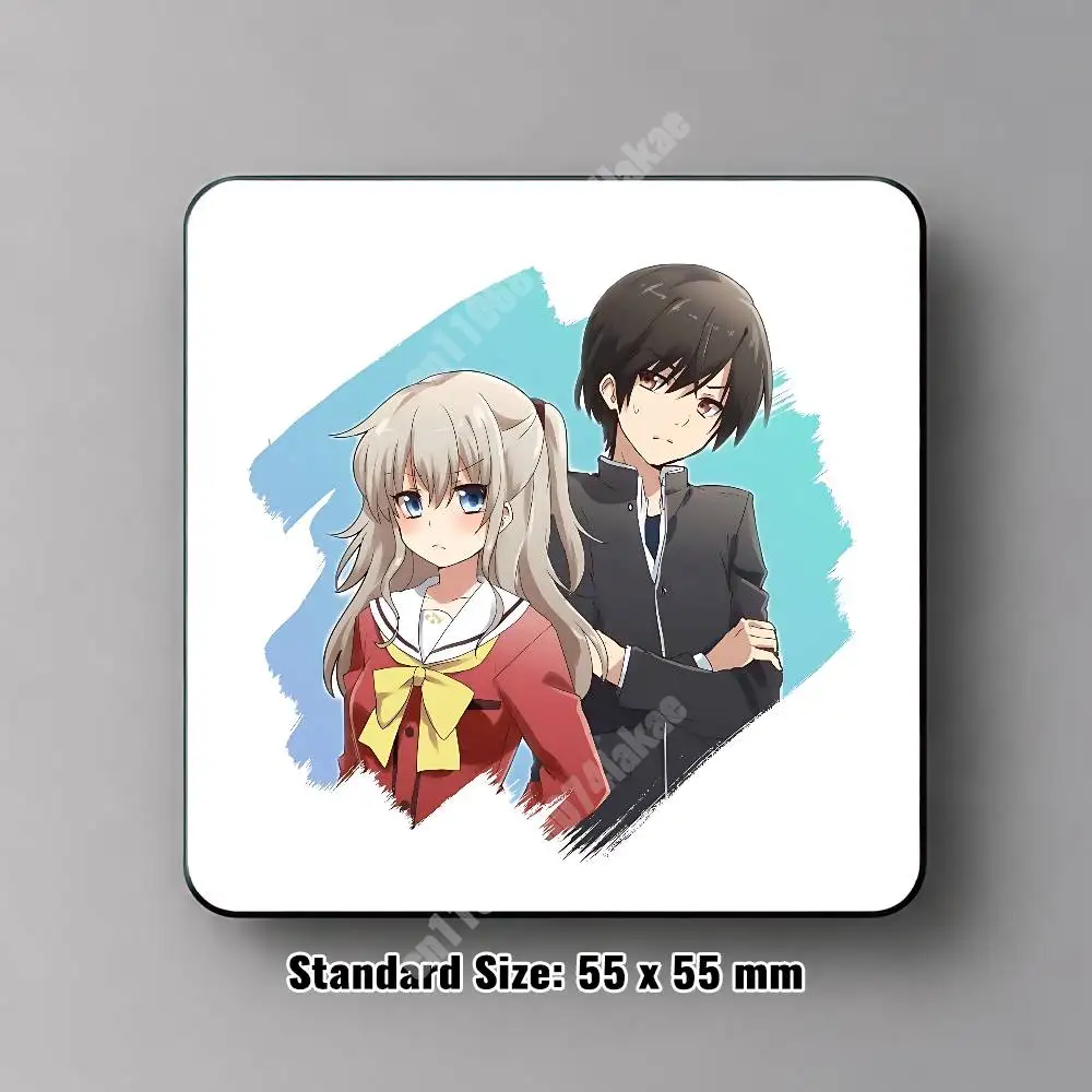 Charlotte Tomori Nao & Otosaka Yuu Magnetic Sticker Removable Fridge Decal for Metal Surfaces Magnet Label