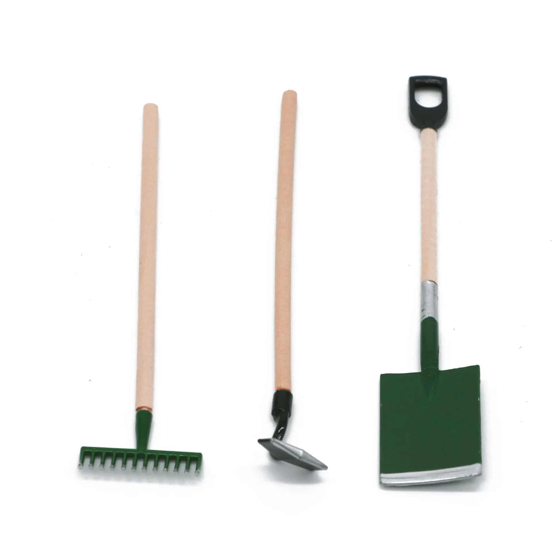 5 Stück Puppenhaus-Miniatur-Gartengeräte im Maßstab 1:12, 3-teiliges Set – Schaufel, Hacke und Rechen, Feengarten-Mikroszenen-Dekorationszubehör