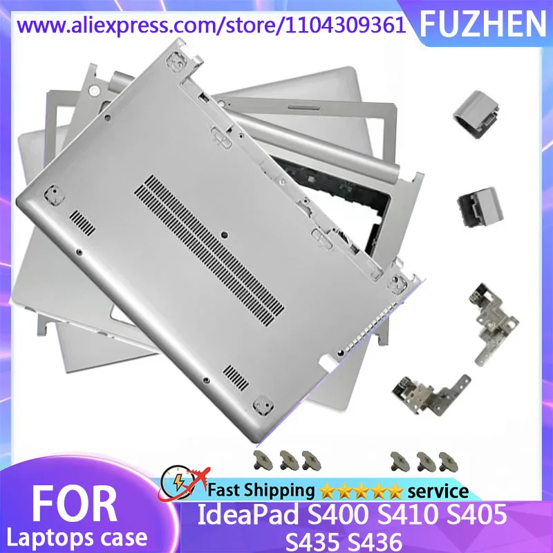 New Cover For IdeaPad S410 S400 S435 S405 S436 LCD Rear Cover/Front Frame/Palm Pad/Bottom Cover/hinges Silver NO Touch