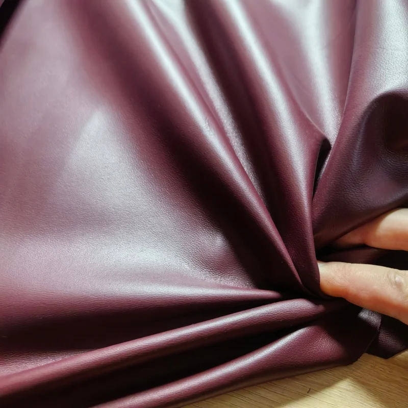 0.5mm Burgundy Thin Sheepskin,Top-Grain Genuine Leather Fabric,Handmade DIY Material for Leather Jackets & Skirts,Full Sheepskin