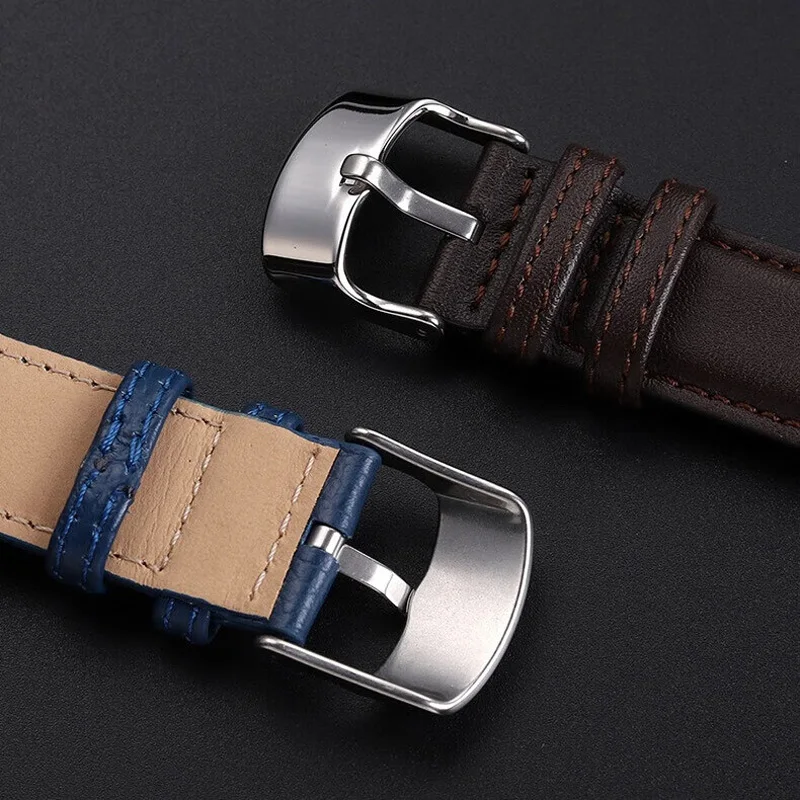 Cowhide Bracelet strap 21mm For Swatch YRS403 412 402G Series Wrist Strap Black Blue Brown Watchbands Man Watch band Accessories