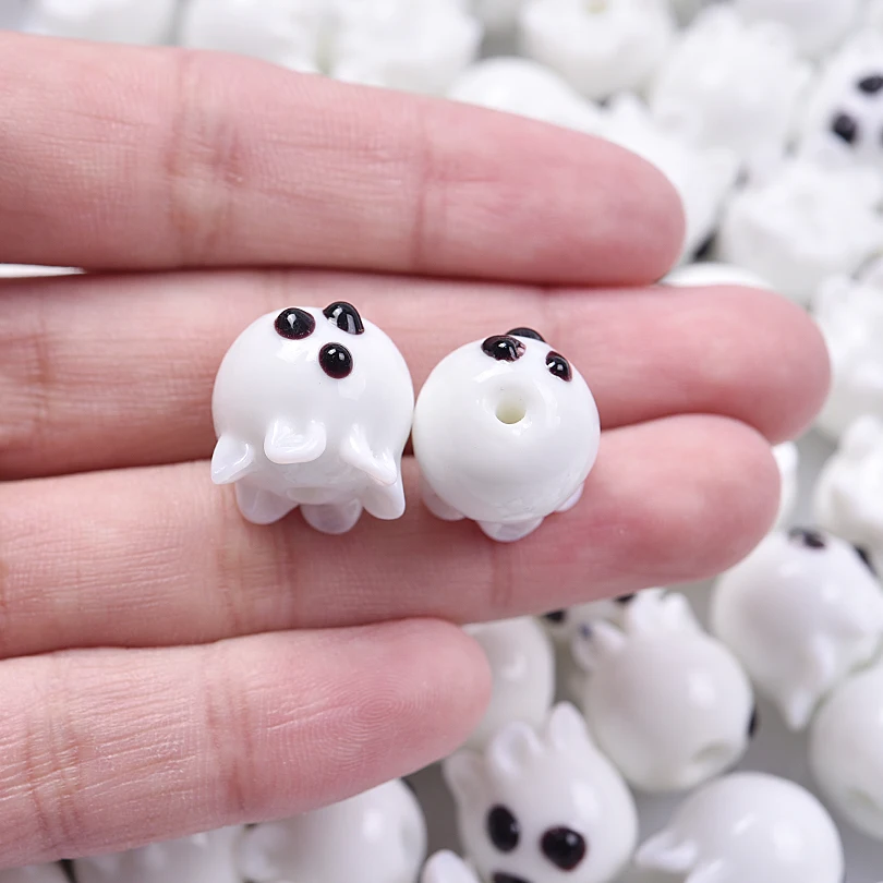 10/20/30pcs/LOT Jellyfish Ghost White Glass Beads Charms Halloween Decor DIY Necklace Bracelet for Jewelry Marking Findings Gift