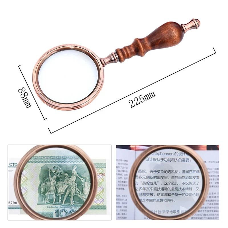 10X Portable All-Metal Magnifier Retro Portable Optical Magnifying Glass Repair Watch Jewelry Loupe Antique Handle Magnifier