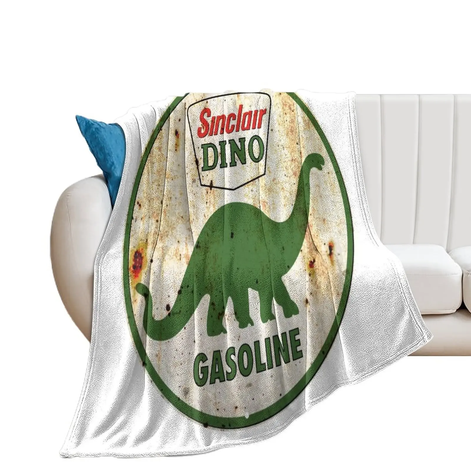 Vintage Sinclair DINO Gasoline Service Station Sign Throw Blanket Winter beds Sleeping Bag Blankets