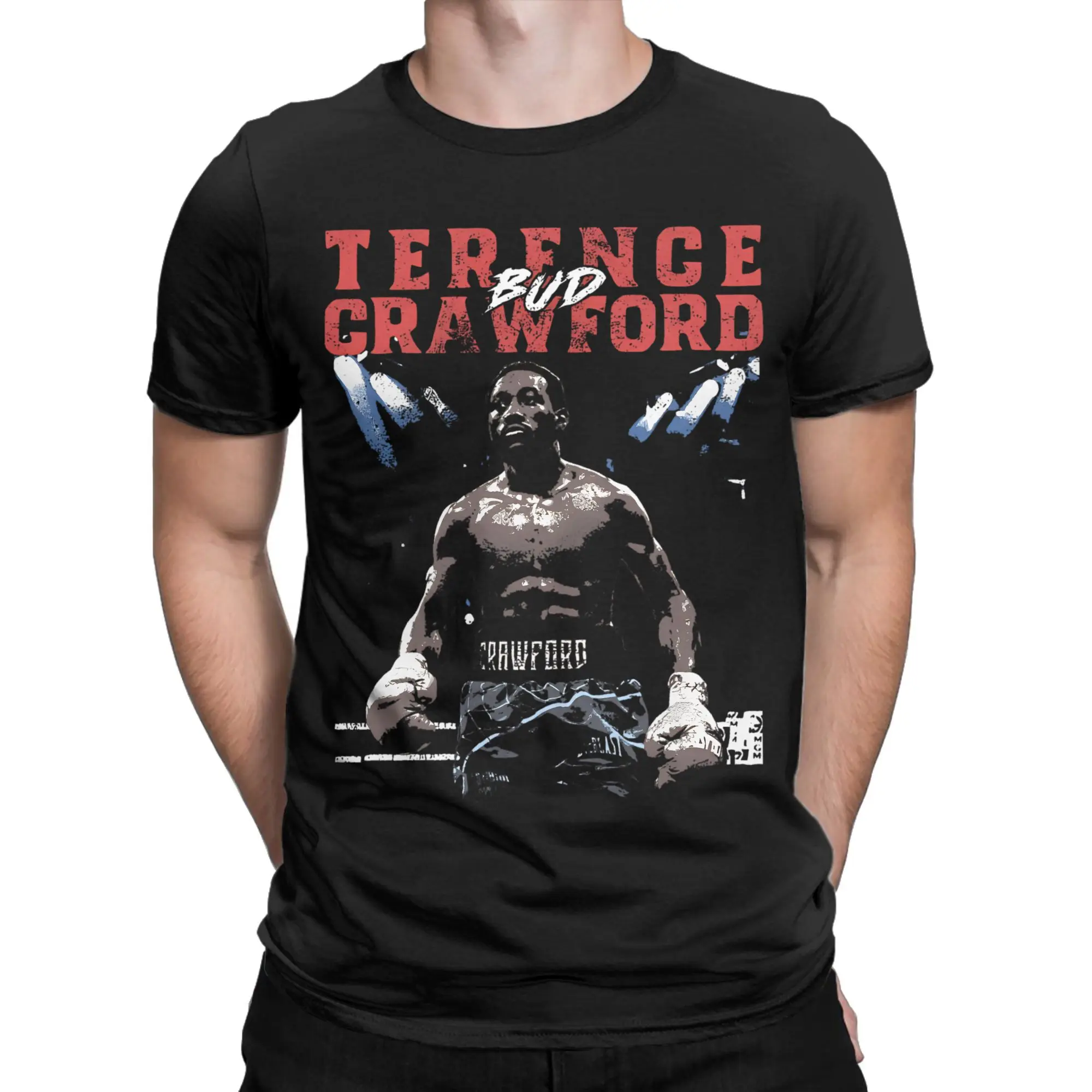 Terence Crawford Boxing Champ American Boxer Men's T Shirt Novelty Tees Short Sleeve Round Collar T-Shirts Cotton Graphic Tops