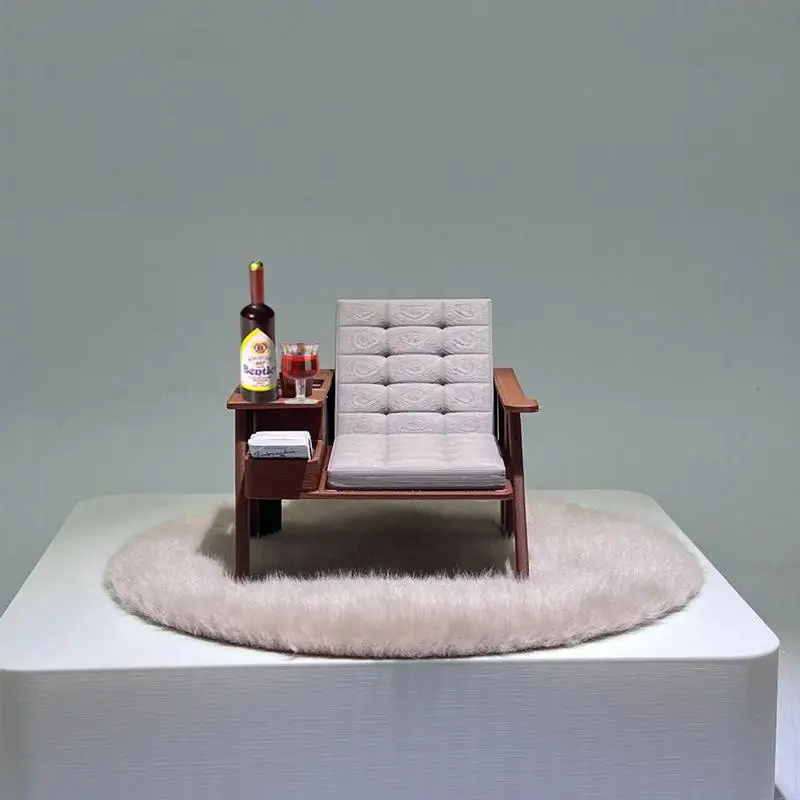 1 Set 3d Printed Lounge Furniture 1/12 Scale Miniature Reading Chair Model For Diorama Dollhouse Desktop Ornament Home Decor view 2