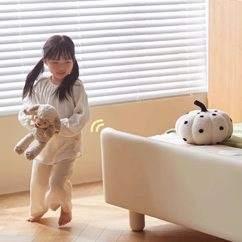 Princess Soft Girls Children Bed With Lights Modern White Loft Frame Baby Bedroom Furniture