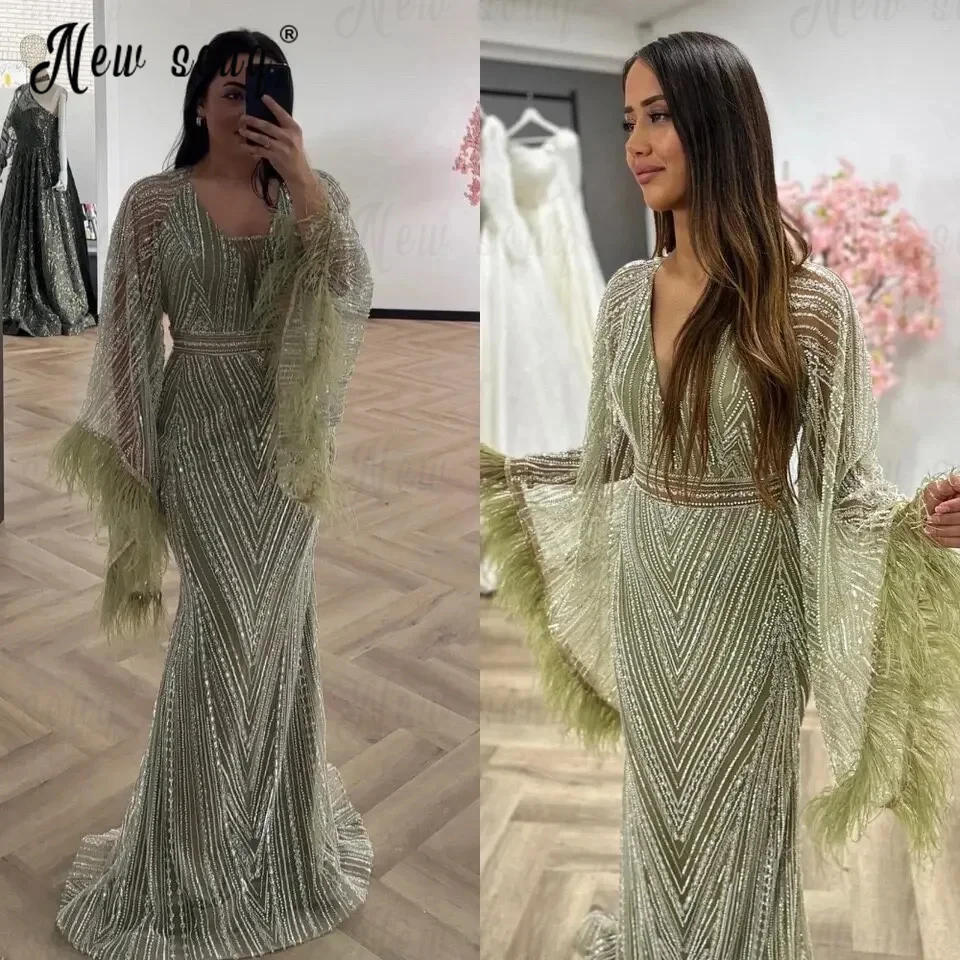 High Quality Green Cocktail Dress Elegant Dubai Long Wedding Event Guest Gowns 2024 Birthday Celebrity Gowns Robes De Soirée