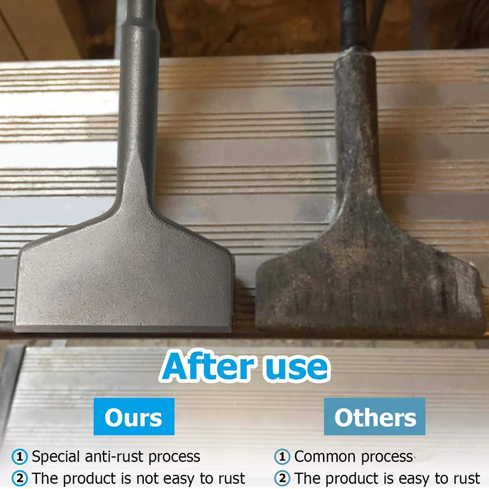Heavy duty ceramic tile removal tool with handle bent at 15 degrees, angle electric hammer chisel 165mm long 75mm wide