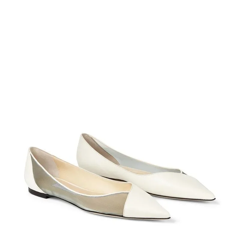 Mesh Patchwork Women Flat Pump Summer Pointed Toe Large Size Slip On Daily Office Business Elegant Casual Luxury Fashion Shoes