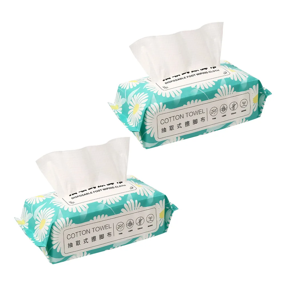 2 Bags Disposable Foot Towels Thick Soft Water Absorbing Spa Towels Portable Convenient Foot Cleaning Wipes Comfortable