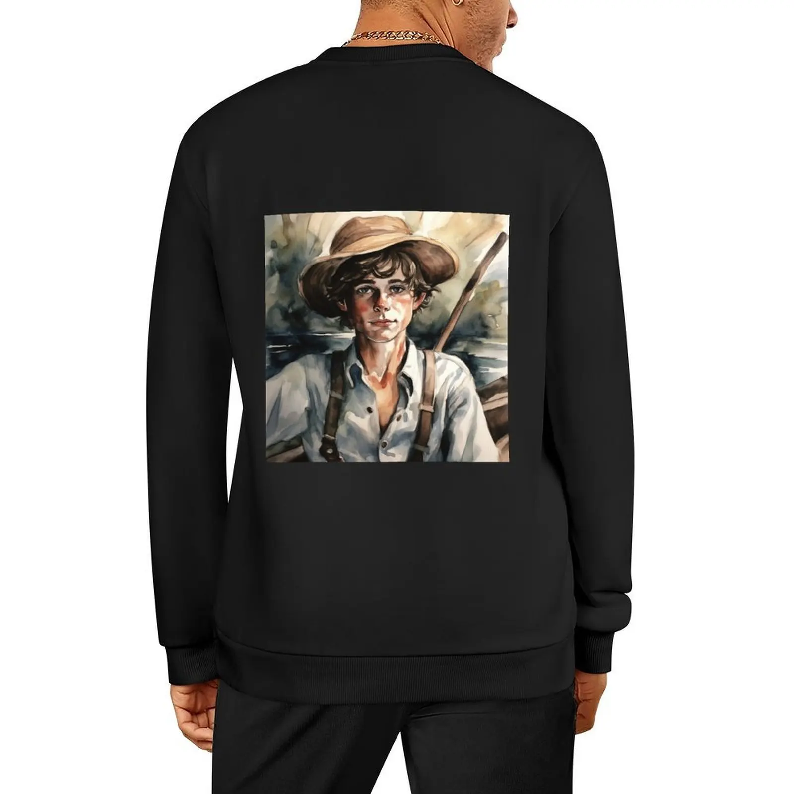 

Huckleberry Finn Watercolour Illustration Pullover men's coat blouse men wear men's sweat-shirt winter man sweatshirt