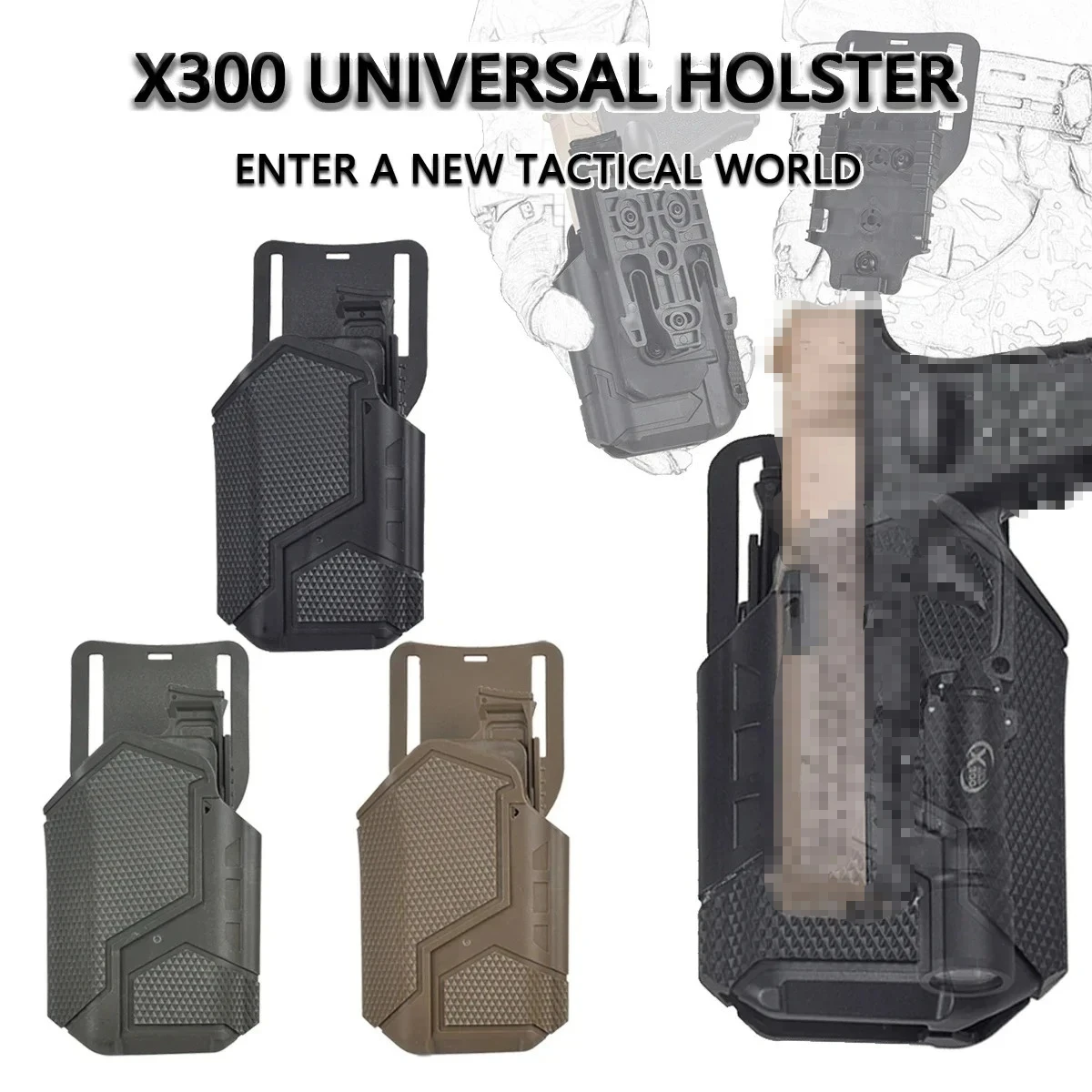 

Tactical for Glock 17 Holster With Surefire X300 Flashlight Universal CZ P07 G19 Lightweight-Bearing QLS Holsters