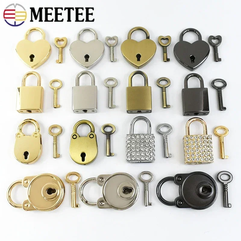 Meetee 2Pcs Bag Padlock Clasp Luggage Key Lock Accessories Handbag Latch Buckle Twist Turn Mortise Locks Leather Craft Hardware