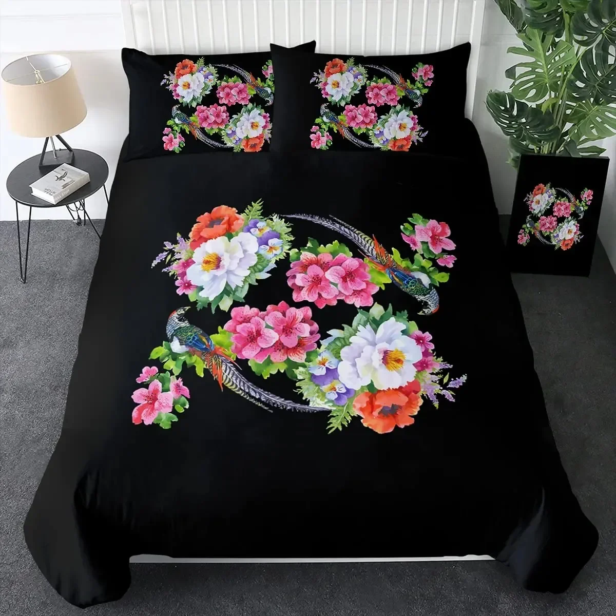 

Shabby Chic Floral Duvet Cover Set Vintage Rose Butterfly Pattern Watercolor Flowers Bedding Set Botanical Comforter Sets