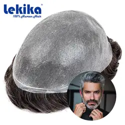 Ultra Thin Skin 0.03mm Men's Wig V-LOOP Human Hair Wigs Soft Men's Hair Prosthesis Natural Wigs for Man 6'' Hair System for Man
