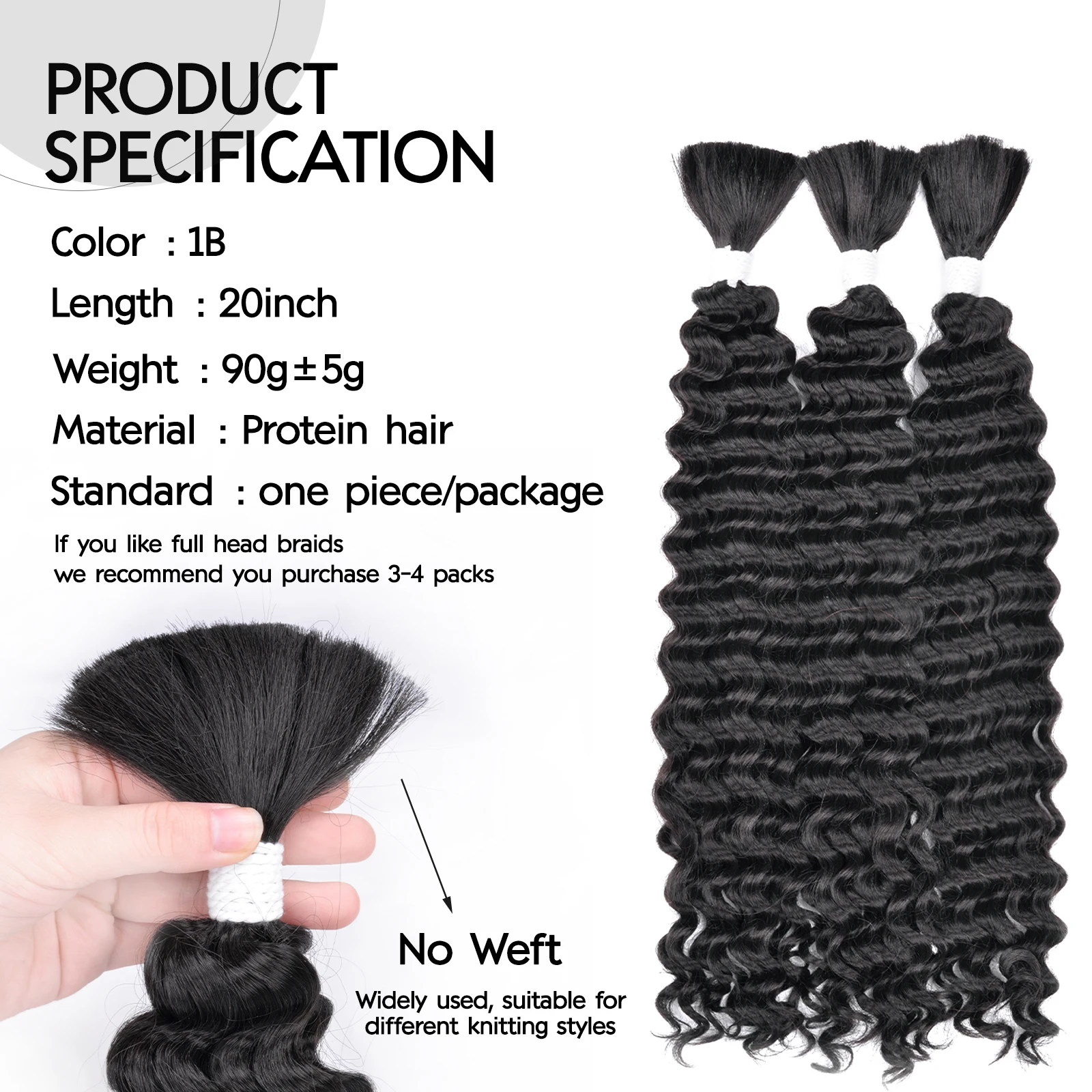 20Inch Deep Water Wave Hair Synthetic Curly Hair Bundles High Quality Synthetic Protein Hair Ombre Braiding Hair Extensions