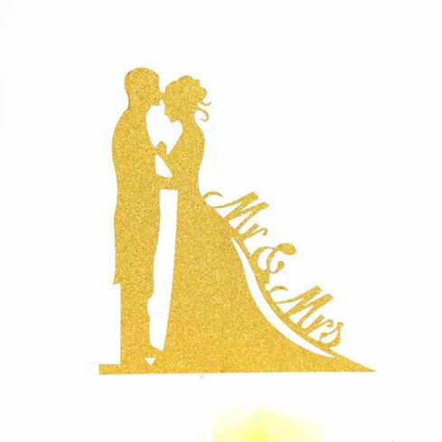 Glitter Bride Groom Cake Topper Mr Mrs Hollow Cake Cupcake Toppers Flags Wedding Mariage Party DIY Birthday Decoration Romantic