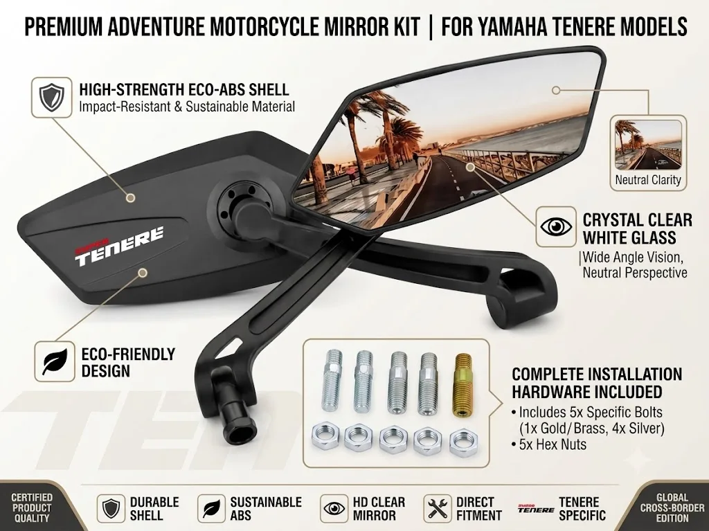 Hochfeste ABS-Motorrad-Rückspiegel, verstellbar, mit Logo, für Yamaha Super Tenere Tenere 1200XT1200Z XR1200ZE