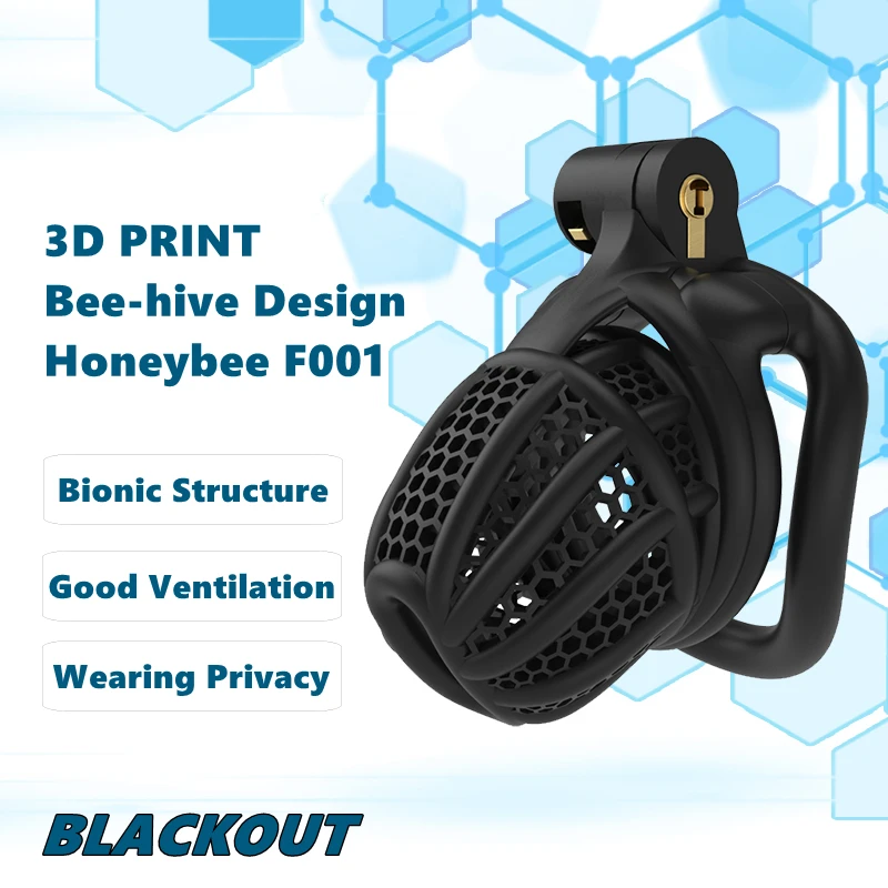 

2023 NEW 3D Print Bee-hive Design Breathable Cock Cage 2 Types of Penis Rings Male Chastity Device Adult Products Sex Toys F001