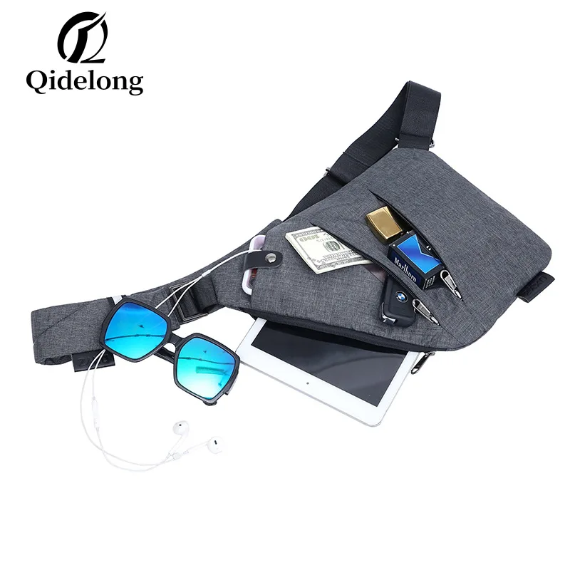Compact polyester men's multi-functional shoulder bag, close-fitting women's crossbody bag, anti-theft and waterproof gun bag