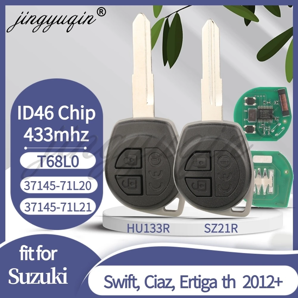jingyuqin for Suzuki Swift Ciaz Ertiga 2012+ Car Key Head Remote 2Buttons 37145M55B21 433MHz ID46 T68L0 37145-71L20 37145-71L21