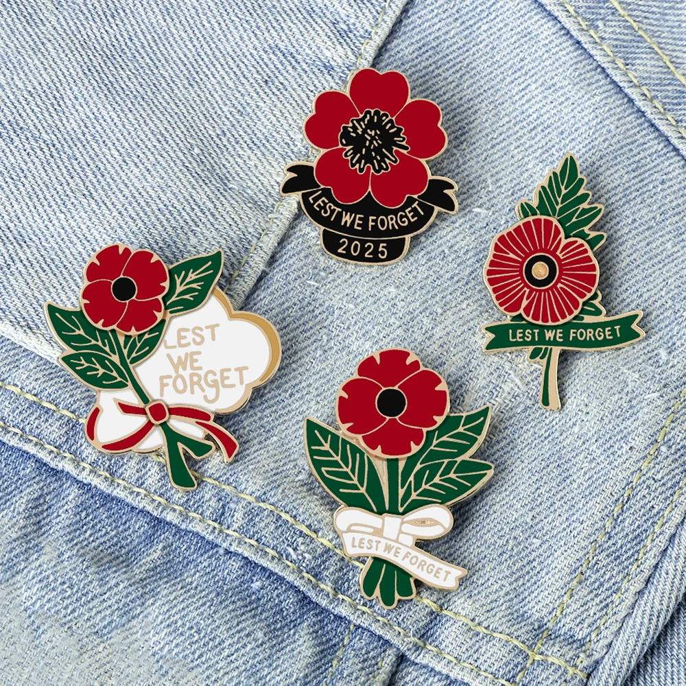 Flor vermelha papoula esmalte pino carta mais felizes broches vintage para mulheres homens lapela mochila crachá memorial dia presentes jóias
