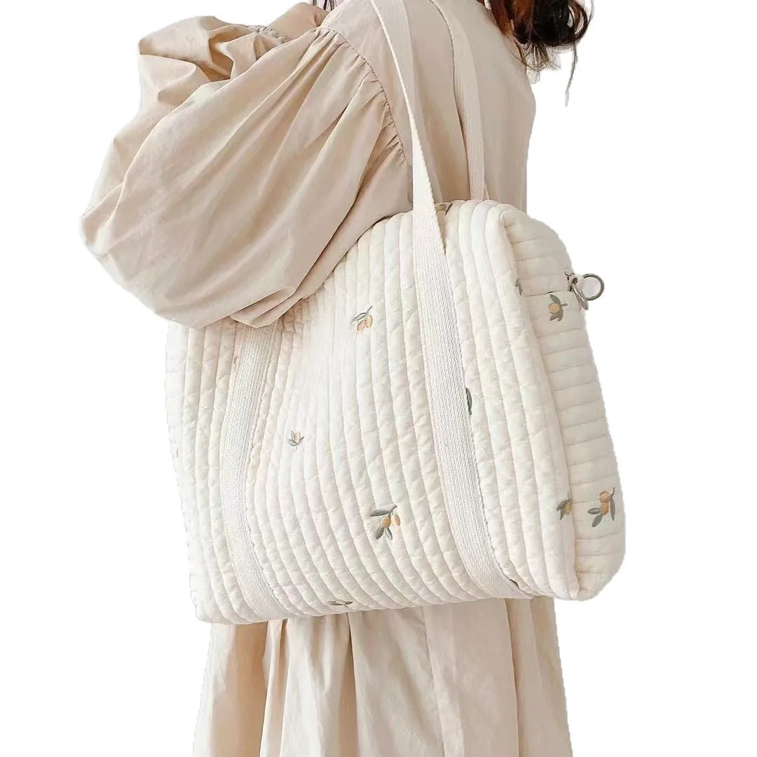 

Сумка-органайзер для подгузников в корейском стиле для новорожденных, с вышивкой, на плечо, для коляски, большая, портативная