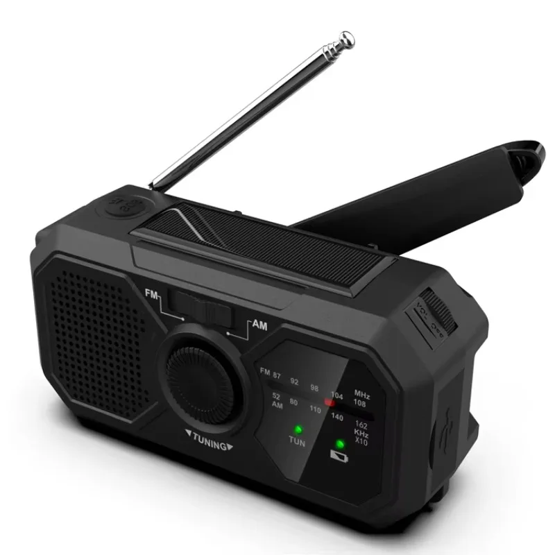 Multifunctional Emergency Radio Solar-powered AM/FM/WB Hand-crank Radio Rechargeable Flashlight