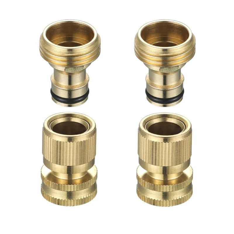 

2Pair 3/4" Brass Quick Connector Metal Faucet Water Adapter