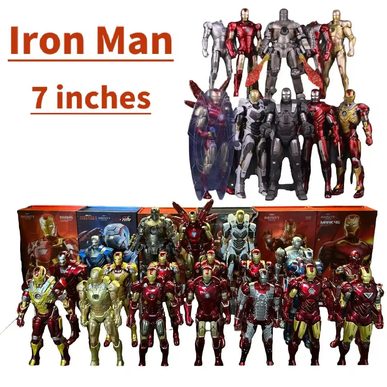 ZD Toys Iron Man Series articulación móvil MK1 MK2 MK4 MK5 MK6 MK7 MK17 MK21 MK33MK42MK434546 figura de acción de película 7 pulgadas MarkDolls