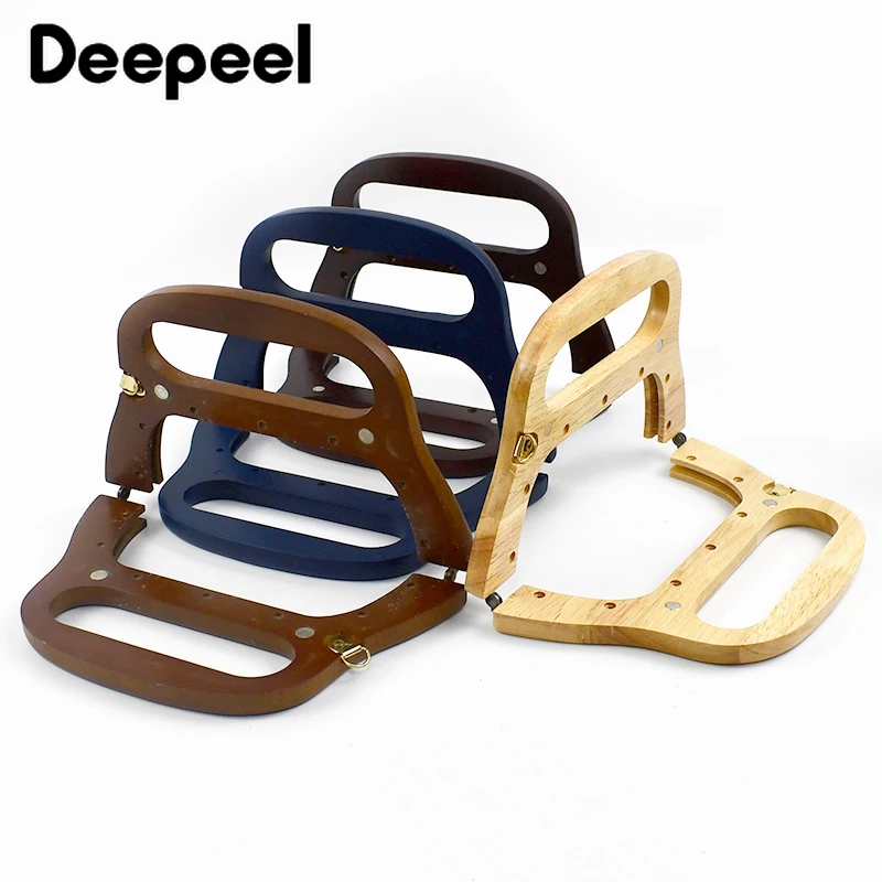 1Pc Deepeel 20cm Wood Bag Handle Women\'s Handbag Handmade Sewing Brackets Frame Kiss Clasp Making Bags DIY Purse Accessories