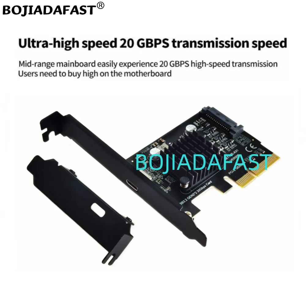 20Gbps USB 3.2 Type-C Port To PCI Express X4 PCI-E 4X Expansion Riser Card ASM3242 With SATA 15PIN Power Connector