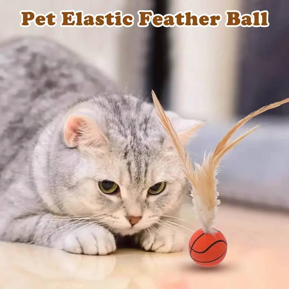 1/3 قطعة الحيوانات الأليفة القط ألعاب كروية تفاعلية كرات نطاطة التفاعلية مع الريش داخلي القط القط اللعب نشر الطاقة الزائدة القط