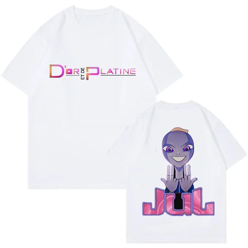 Camiseta Estampada Rapper Jul D'Or Et De Platine para Homens e Mulheres, Moda de Verão em Algodão Y2K, Tops de Manga Curta Hip Hop Streetwear