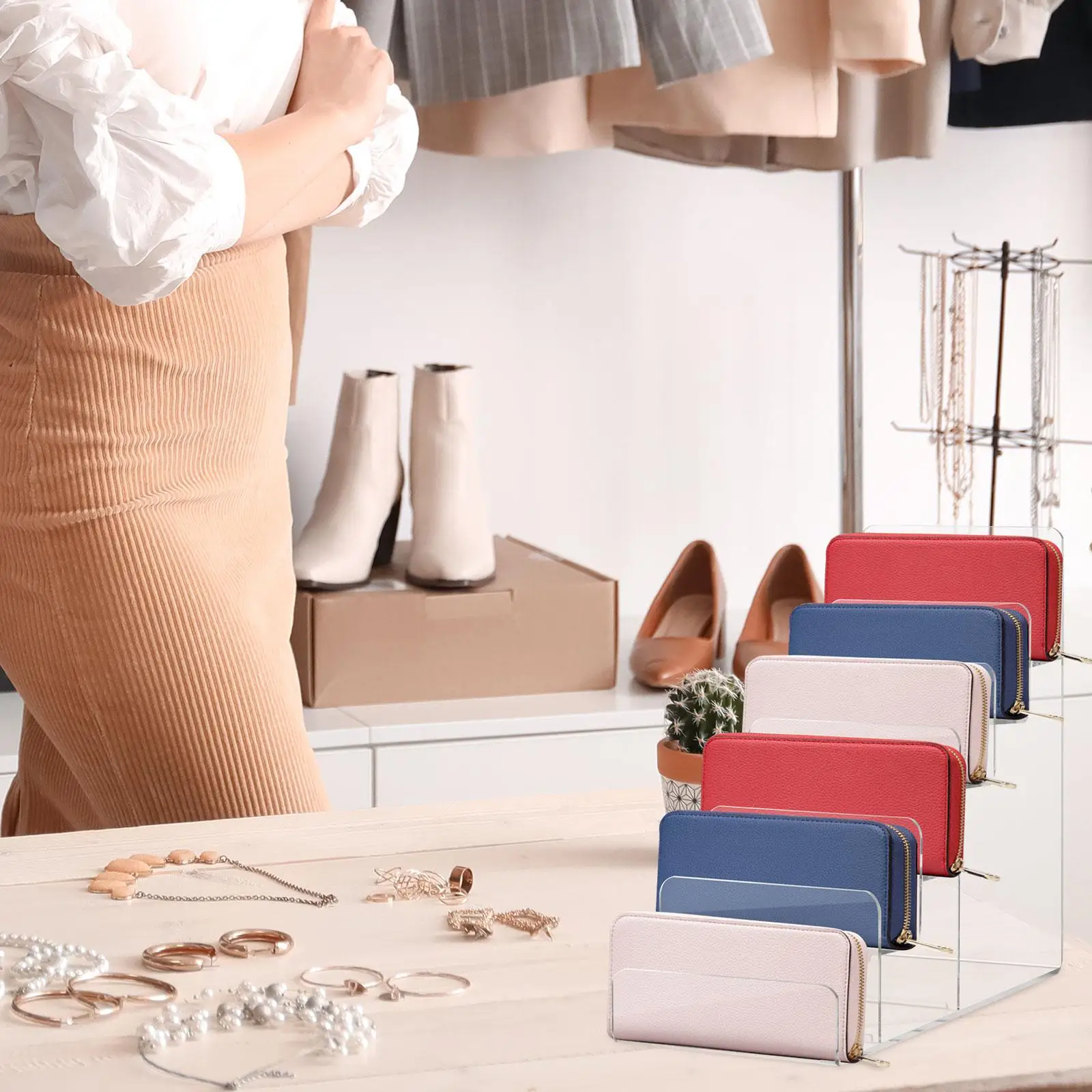 Regal Acryl Brieftasche Halter Miss Handtasche Display Ständer Geldbörse Geldbörsen Rack Organizer