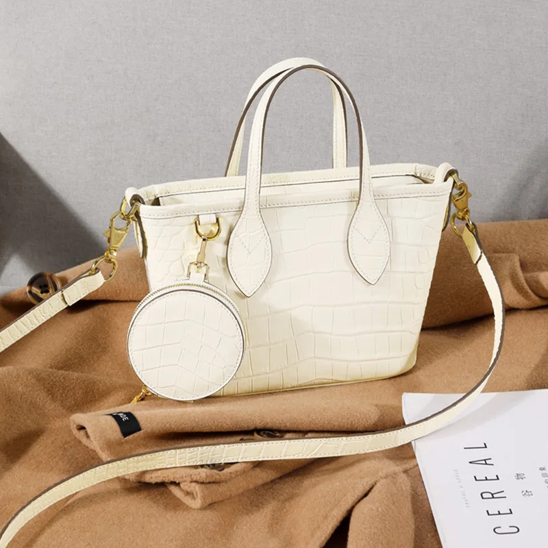 Crocodile Skin Leather Women's Bag 2025 New Niche Handbags Small Shoulder Crossbody Bag Luxury Fashion Basket Bags view 3
