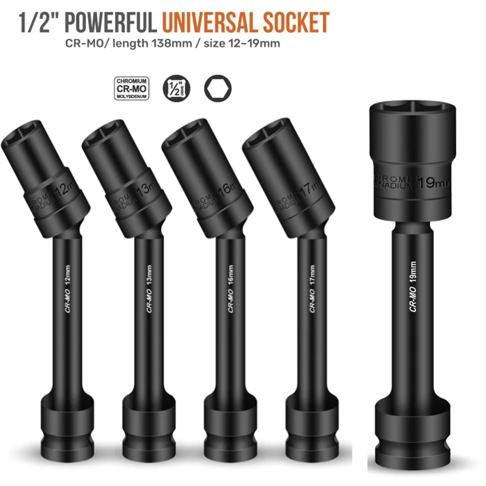 

8 Sizes 1pc Wrench Hex Socket Head 1 2inch Square Interface For Electric Wrench Lithium Wrench Pneumatic Air Tools