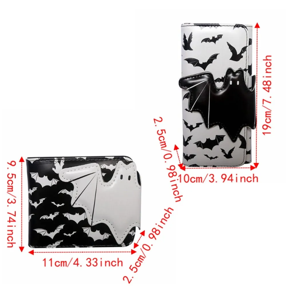 Multi-Functional Bat Ghost Print Wallet Large Capacity Long Strap Foldable Coin Purse Portable Buckle Design view 6