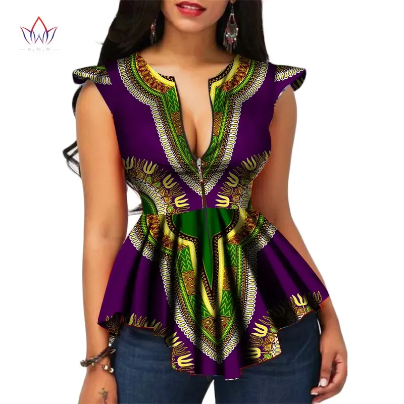 BRW Africa Style Women Modern Fashions Womens Tops Dashiki African Print Tops Shirt Plus Size M-6XL Women Clothing WY2556