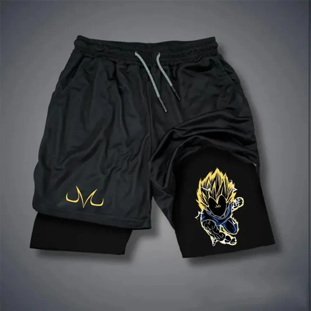 Dragon Ball Anime GOKU Peripheral Printed Summer Double-layer Shorts for Men and Women Commuting Sports Daily Sports Shorts