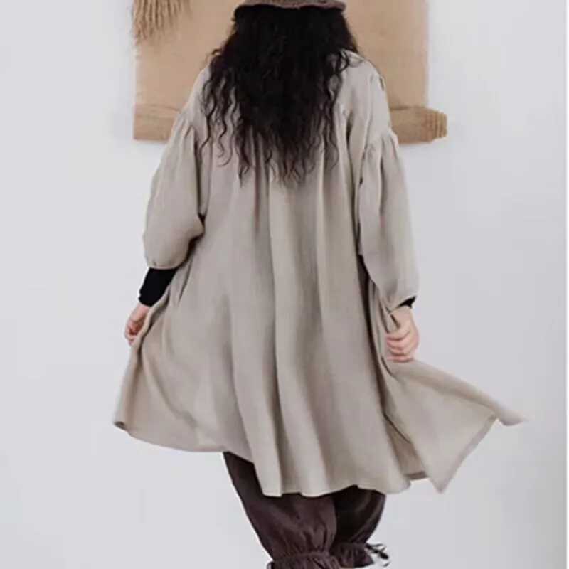 Ele Oversized Long Open Cardigan Spring Autumn Casual Sle Agel Faion Commute Wear Single Piece Medium Weight