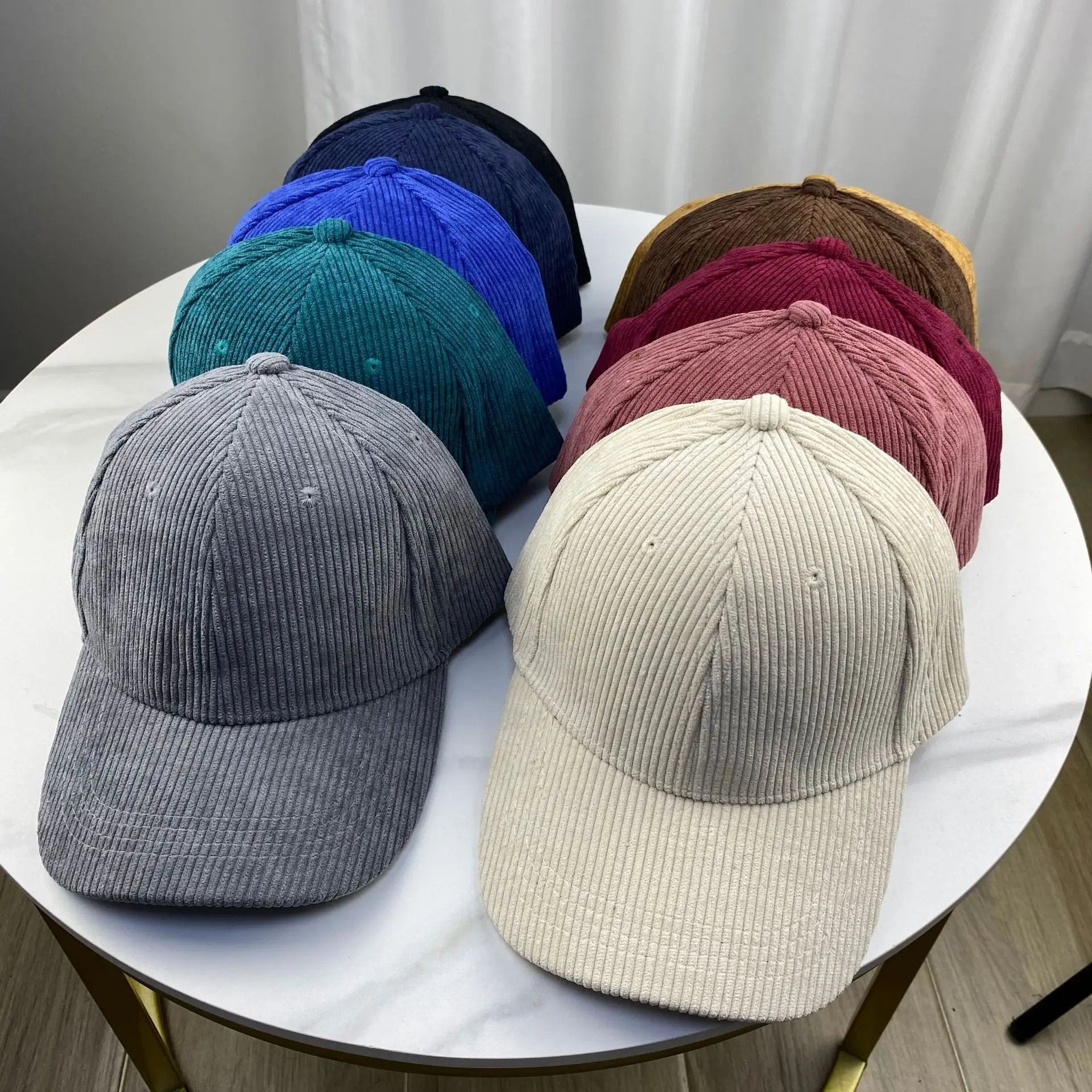 Neue Cord-Baseballkappe, warme Entenschnabelmütze für Herbst und Winter, mehrfarbige modische Sonnenschutz-Hip-Hop-Kappe für Herren und Damen – Detail 3