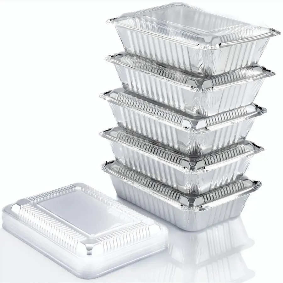 

110 Pack 2.25LB Aluminum Containers with Lids 8.5x6 Disposable Foil Pans for Takeout, Baking, Freezing, Food Storage Aluminum Pa
