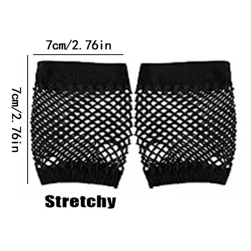 1/2/3/5Pairs Short Fishnet Net Gloves Fingerless Web Design Rock Inspired Night Club Party Arm Warmers Appealing Gloves Vogue