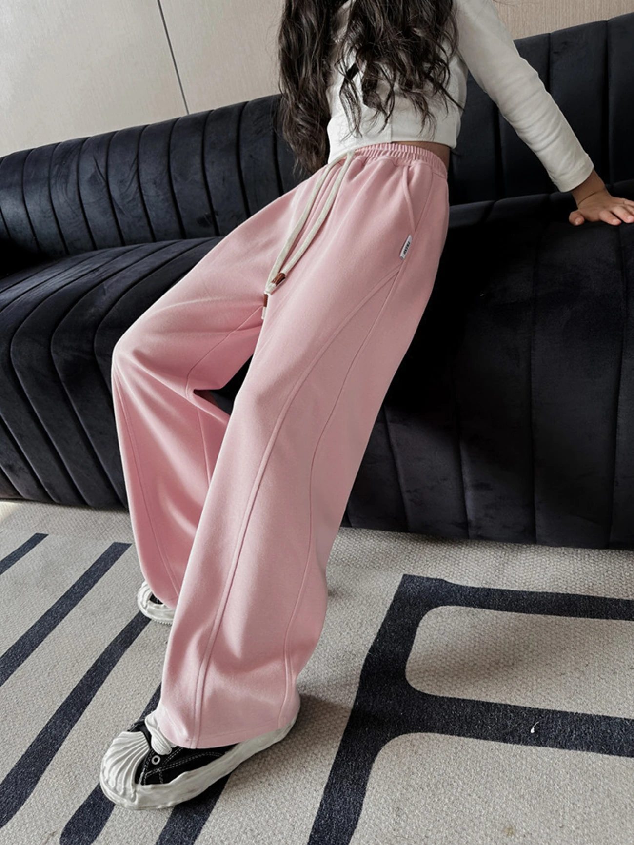 Great for Daily Wear and Sports Activities Kids Spliced sweatpants Durable and Soft Girls Joggers Pants